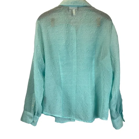 Evan-Picone Adjustable Sleeve Button Up, Mint |16 - Picture 8 of 16